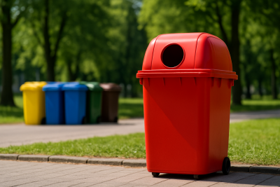 Czerwone pojemniki na odpady niebezpieczne